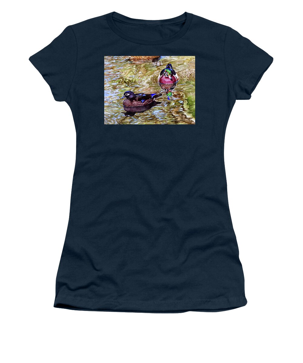 Wood Ducks Women's T-Shirt featuring the painting #234 Wood Ducks #234 by William Lum