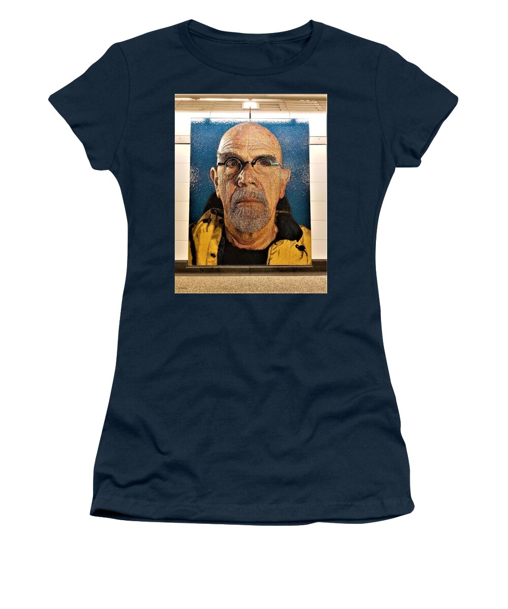 Art Women's T-Shirt featuring the photograph 2nd Ave Subway Art Chuck Close 1 by Rob Hans