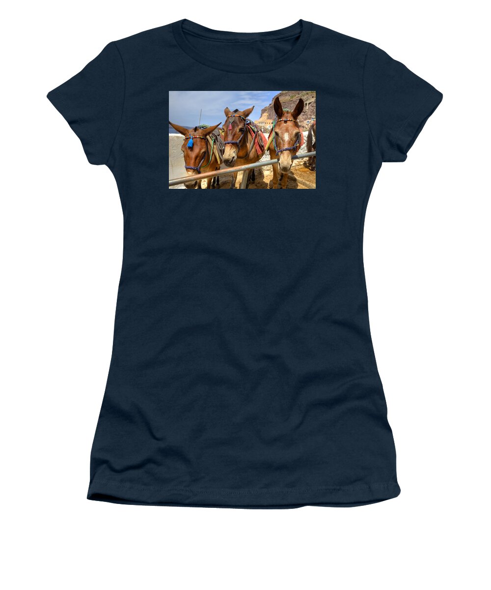 Fira Women's T-Shirt featuring the photograph Fira - Santorini #3 by Joana Kruse