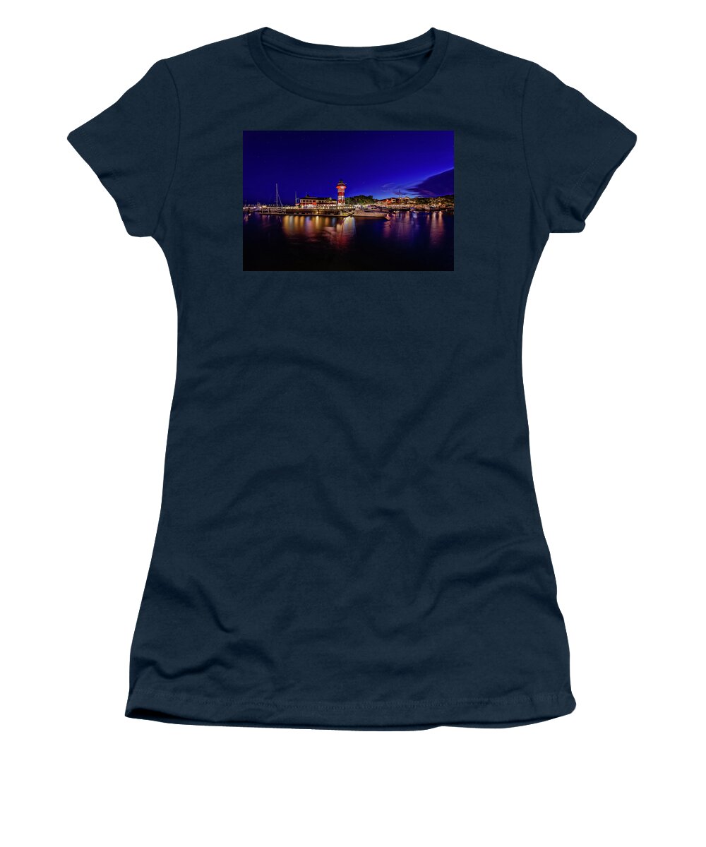 Lighthouse By Night Women's T-Shirt featuring the photograph Hilton Head Island Lighthouse #3 by Peter Lakomy