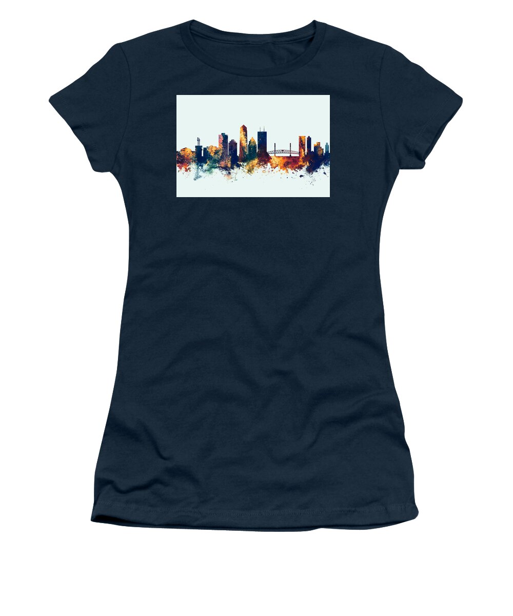 Jacksonville Women's T-Shirt featuring the digital art Jacksonville Florida Skyline #3 by Michael Tompsett
