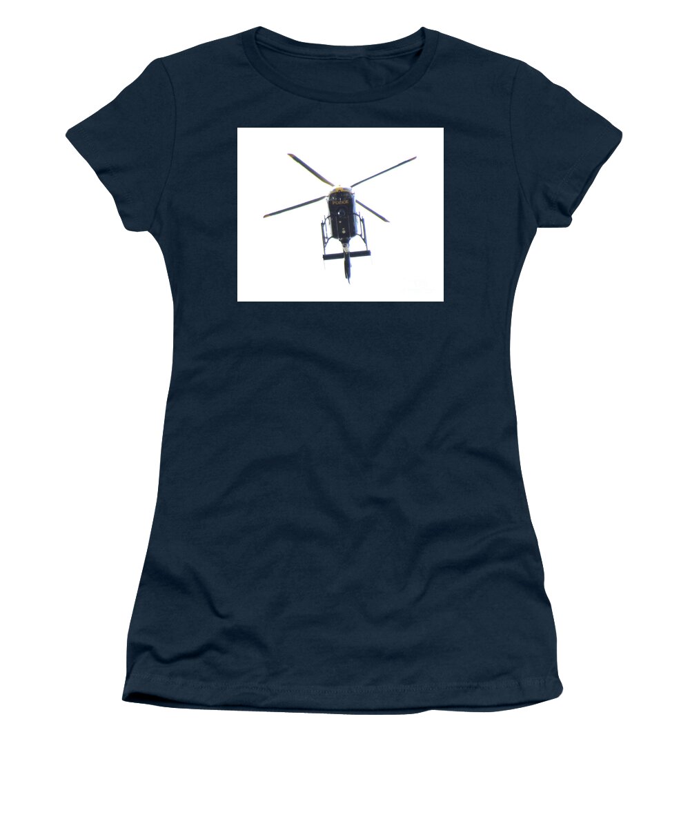 Police Women's T-Shirt featuring the photograph Manchester Police Helicopter - UK #3 by Doc Braham