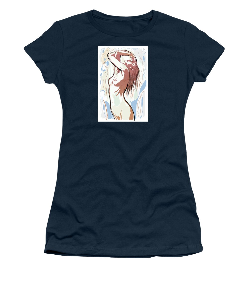 Nude Women's T-Shirt featuring the drawing New pop art dancing poster  by Kim Wang