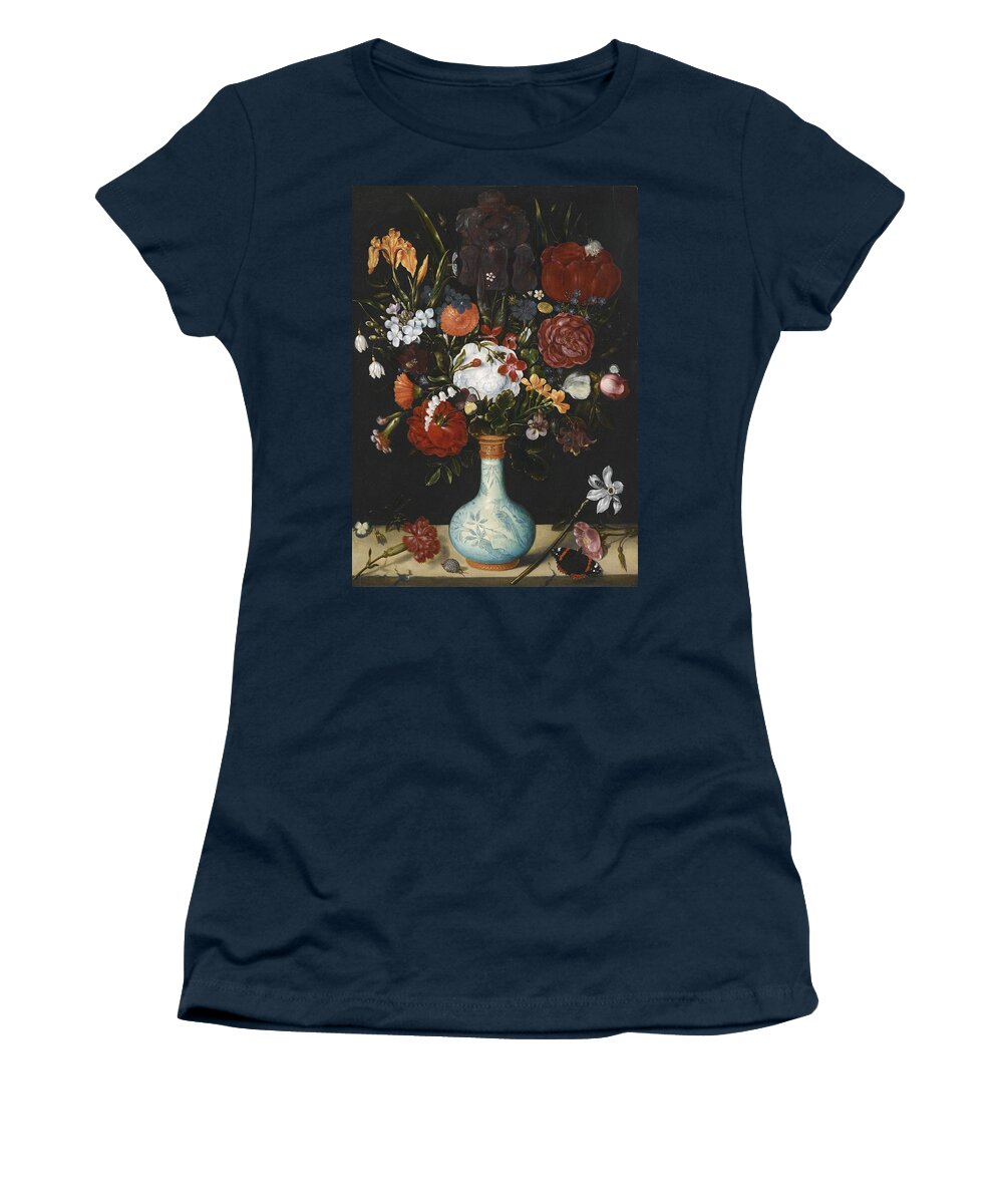 Ambrosius Bosschaert The Elder (antwerp 1573 - 1621 The Hague) Women's T-Shirt featuring the painting Still life of roses #3 by MotionAge Designs