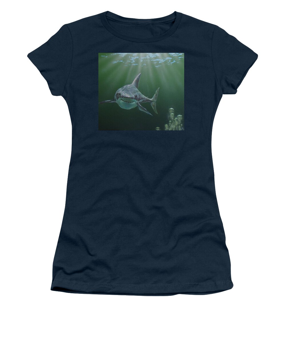 Shark Women's T-Shirt featuring the painting Untitled #3 by Philip Fleischer