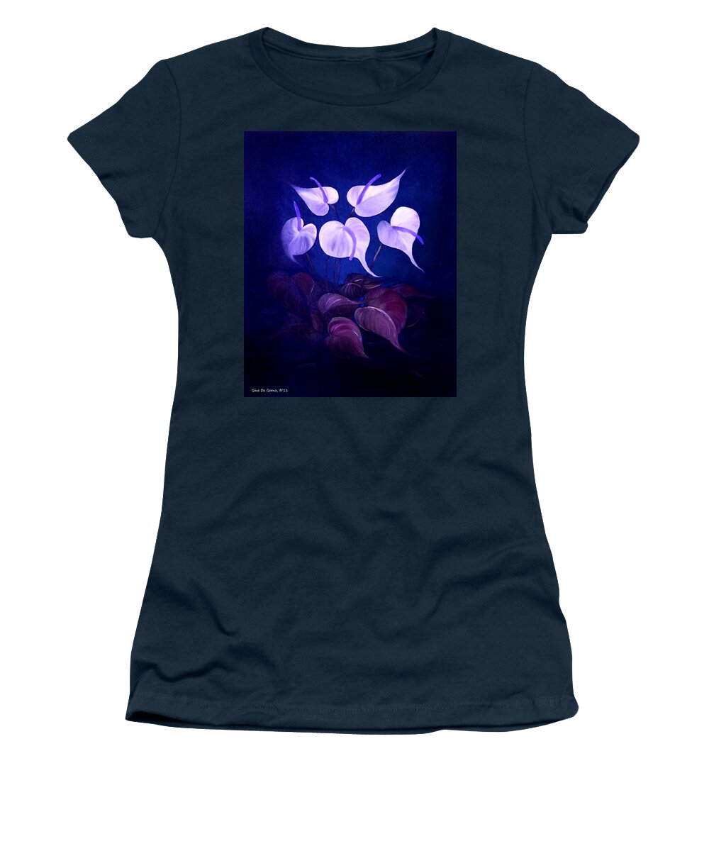 White Callas Women's T-Shirt featuring the painting White Promises #3 by Gina De Gorna