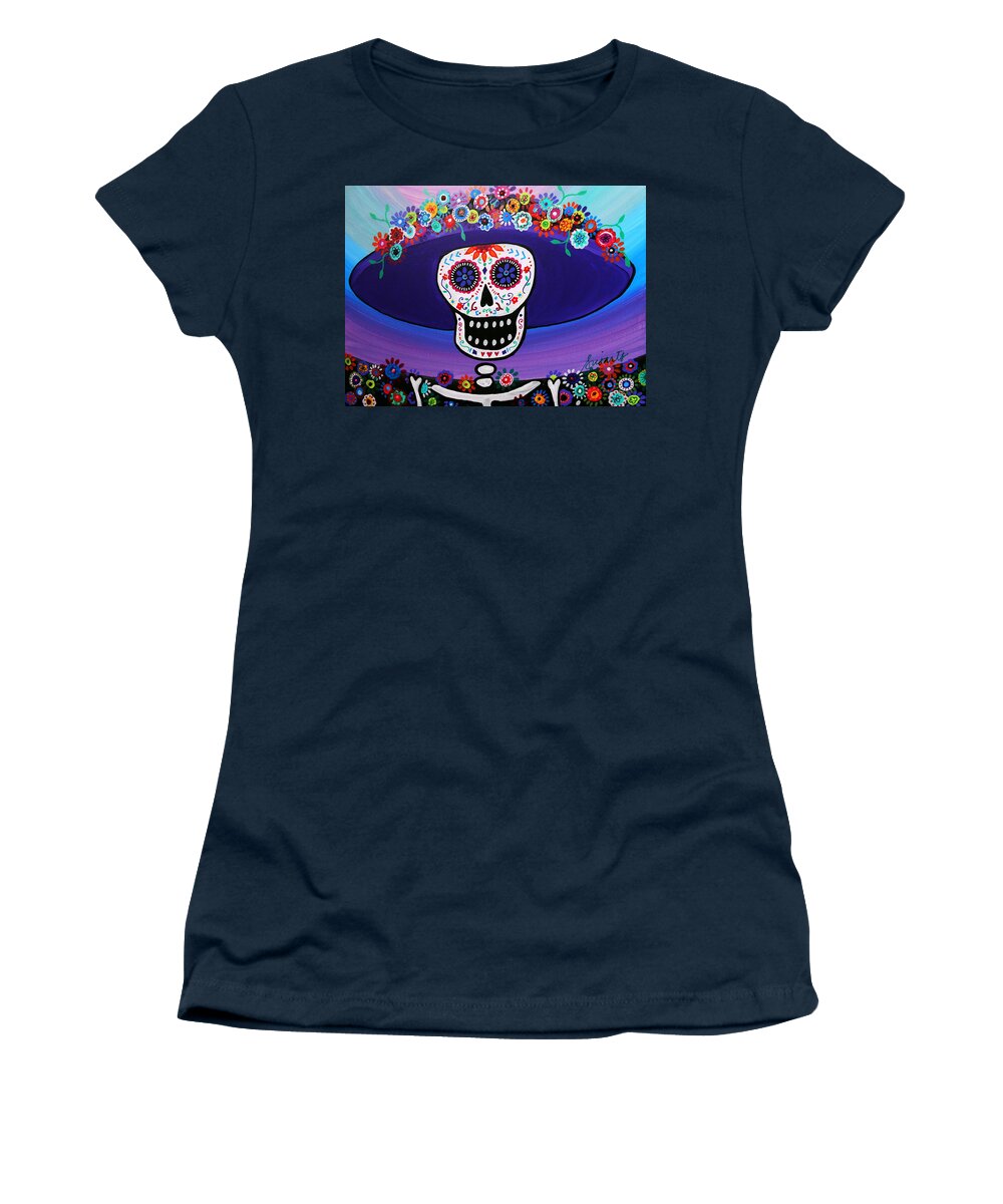 Day Of The Dead Women's T-Shirt featuring the painting Catrina #4 by Pristine Cartera Turkus