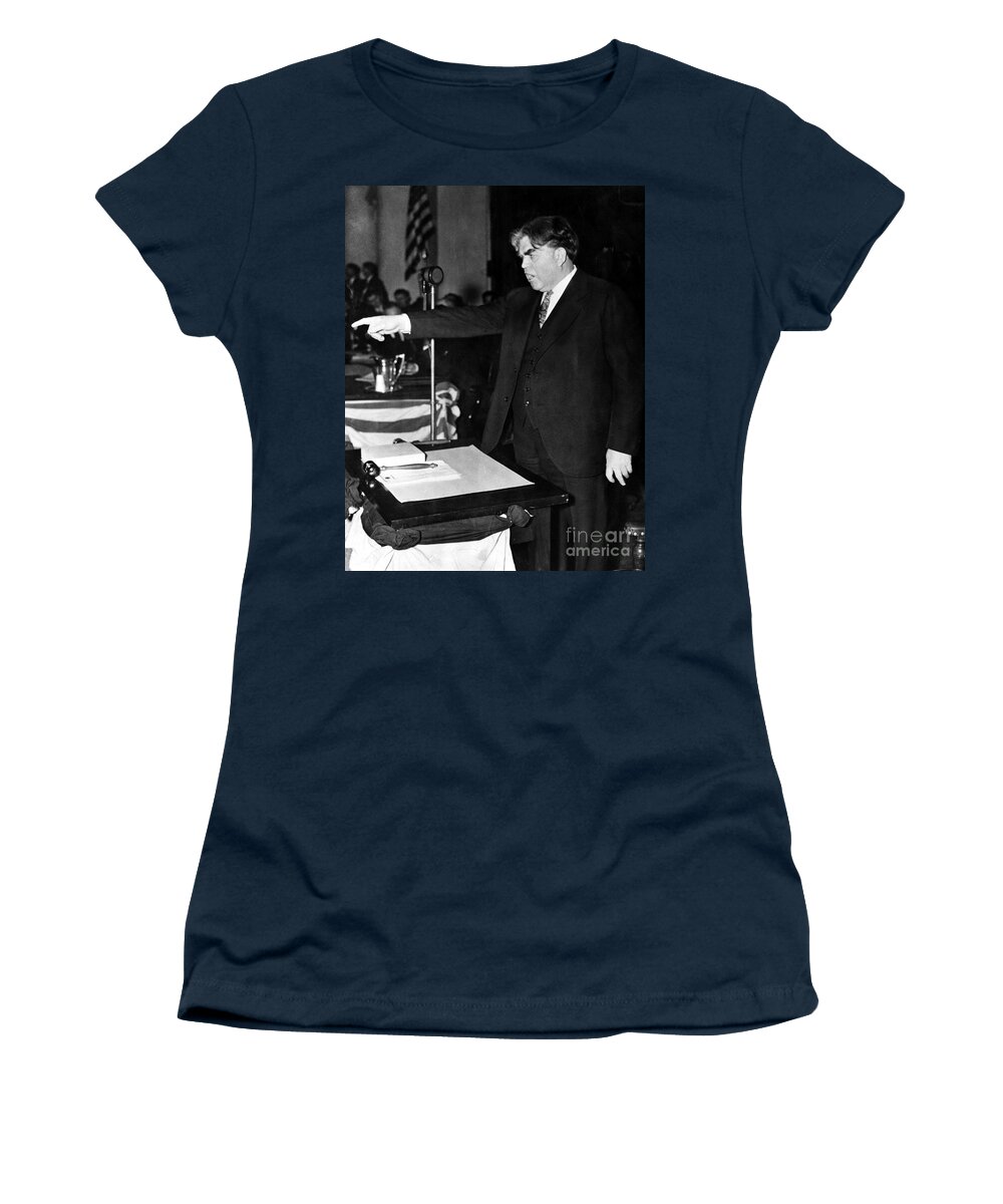 1936 Women's T-Shirt featuring the photograph John Llewellyn Lewis #4 by Granger