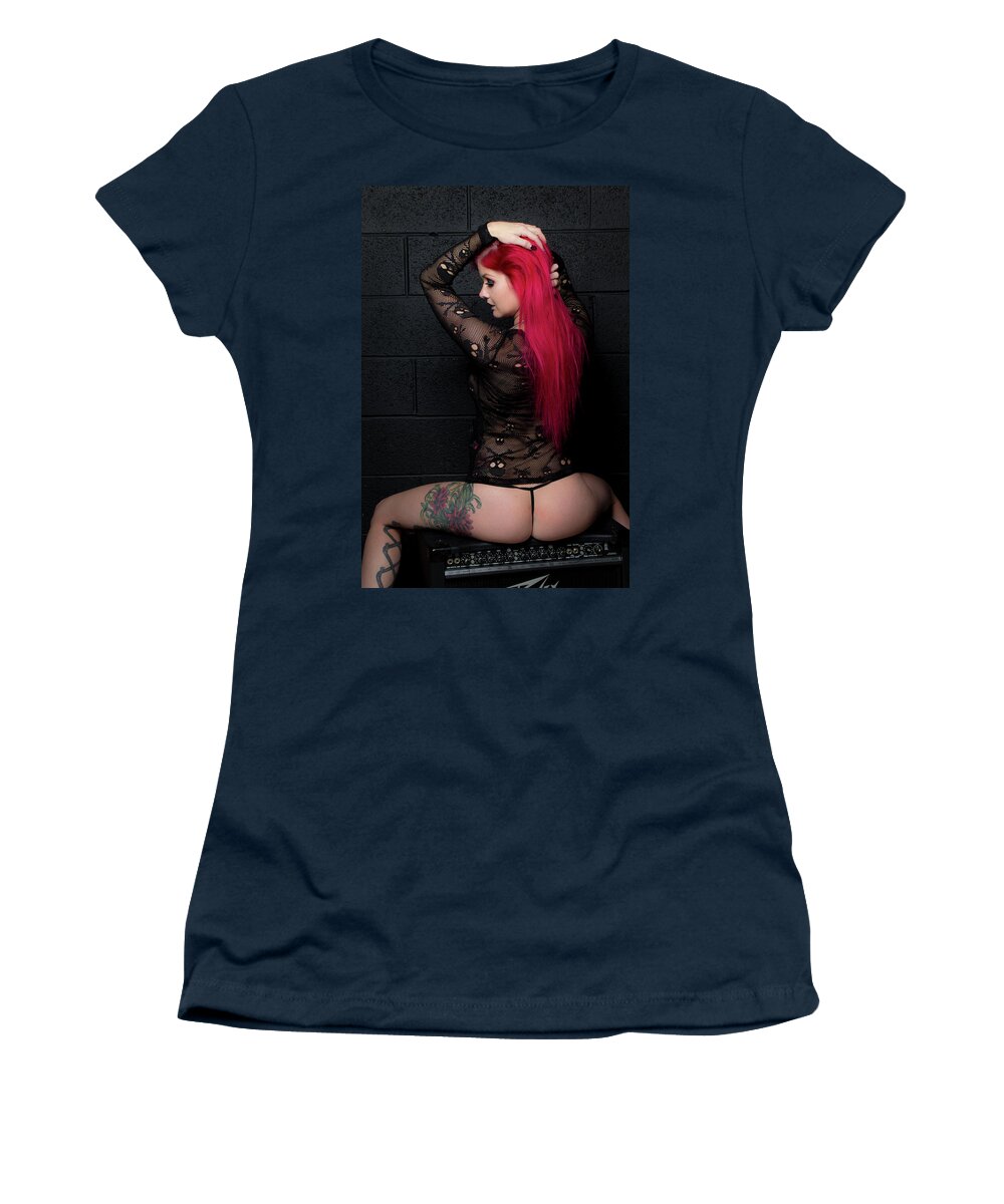 Alt Women's T-Shirt featuring the photograph Red Head Boudoir #4 by La Bella Vita Boudoir