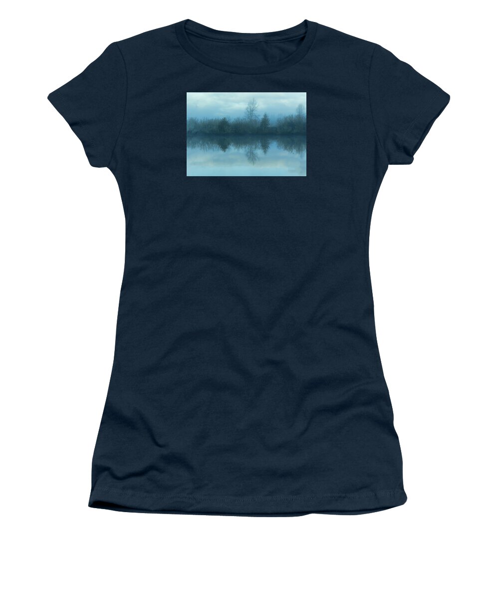 Reflections Lake Women's T-Shirt featuring the photograph Reflections blue lake by Cathy Anderson