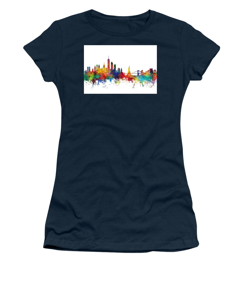 New York City Women's T-Shirt featuring the digital art New York Skyline #40 by Michael Tompsett