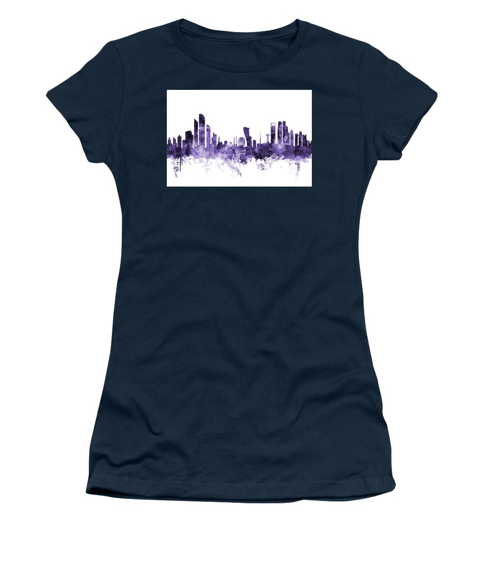 Abu Dhabi Women's T-Shirt featuring the digital art Abu Dhabi Skyline #5 by Michael Tompsett