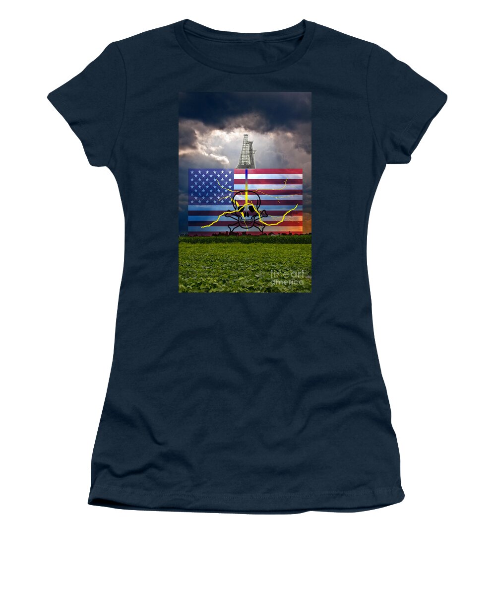 Induced Hydraulic Fracturing Women's T-Shirt featuring the photograph Fracking In The U.s #5 by George Mattei