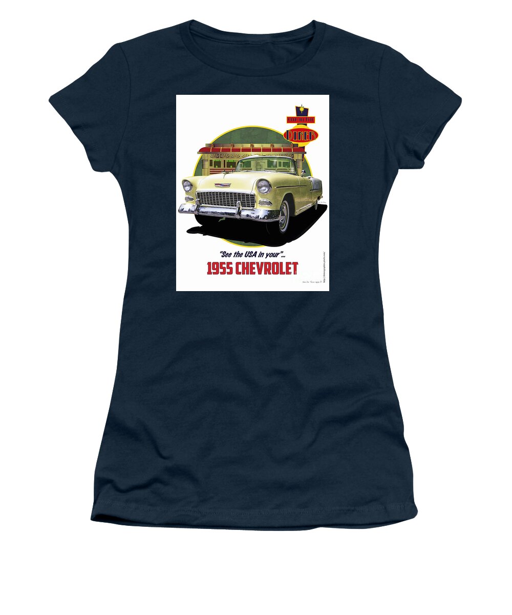 Chevy Women's T-Shirt featuring the digital art 55 Chevy by Kenneth De Tore