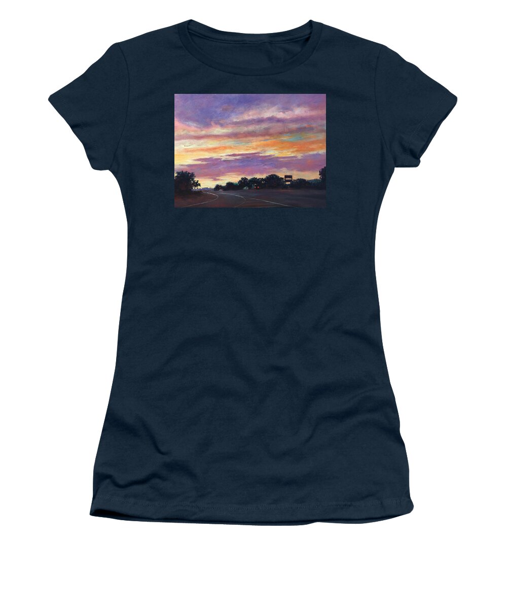 6 A.m. Women's T-Shirt featuring the painting 6 A. M. A Hint of Green by Rand Burns