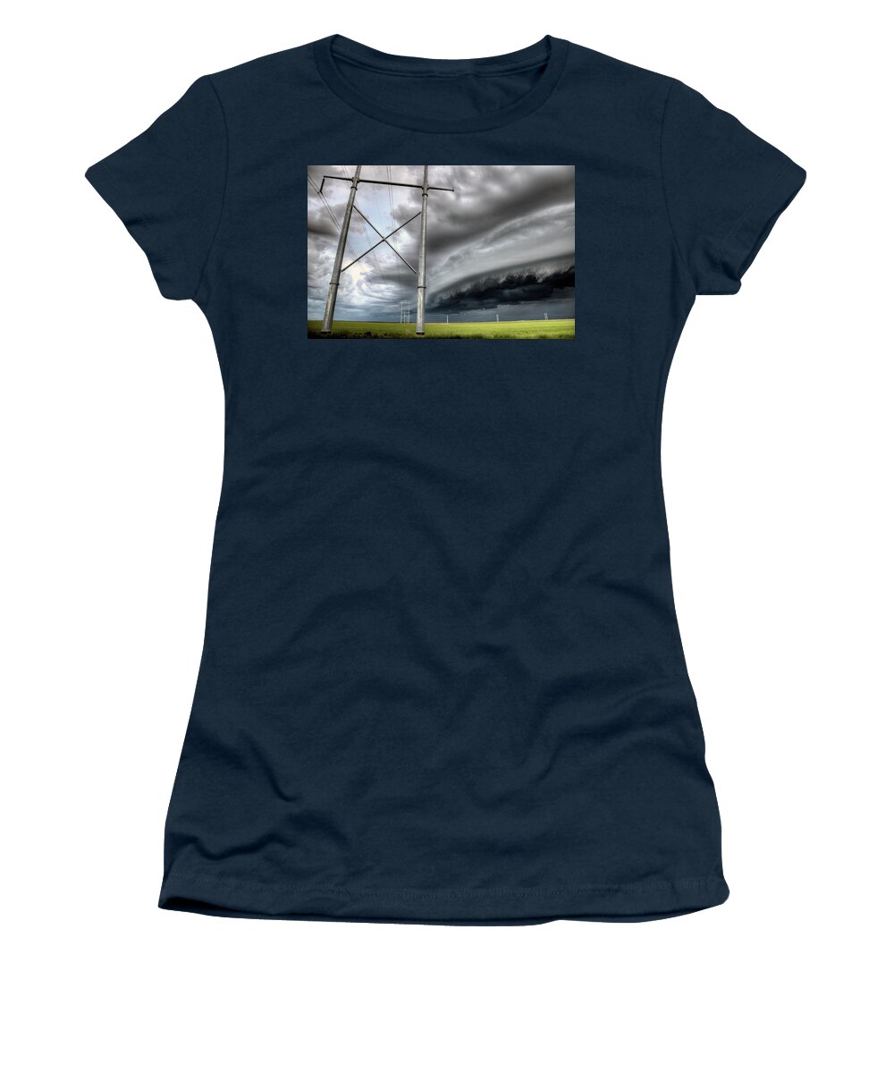 Summer Women's T-Shirt featuring the photograph Storm Clouds Saskatchewan #68 by Mark Duffy
