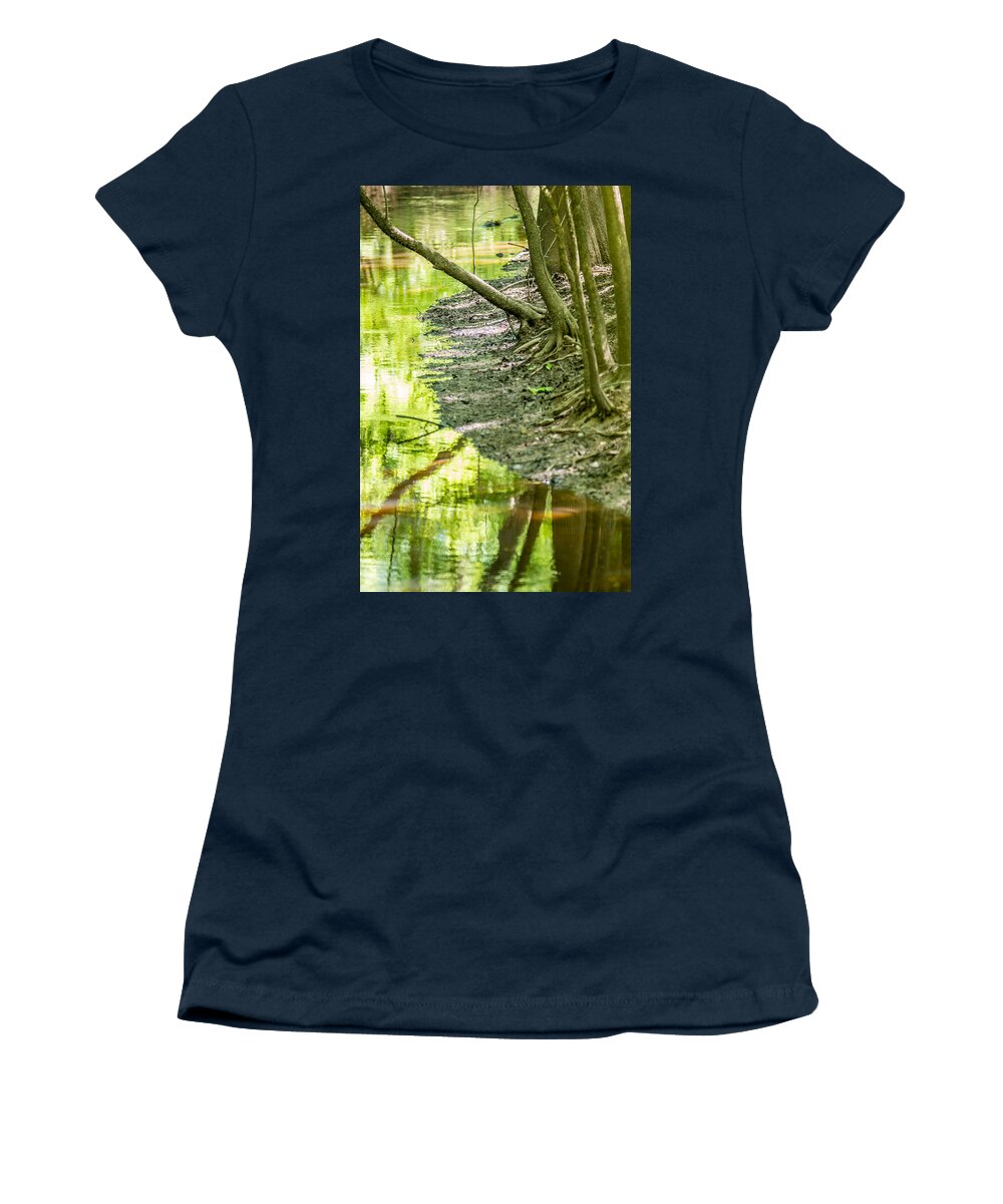 Carolina Women's T-Shirt featuring the photograph cypress forest and swamp of Congaree National Park in South Caro #7 by Alex Grichenko
