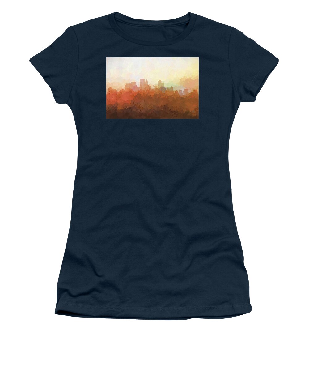 Minneapolis Minnesota Skyline Women's T-Shirt featuring the digital art Minneapolis Minnesota Skyline #7 by Marlene Watson
