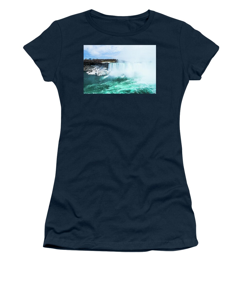 Falls Women's T-Shirt featuring the photograph Niagara Falls scenery in winter #8 by Carl Ning