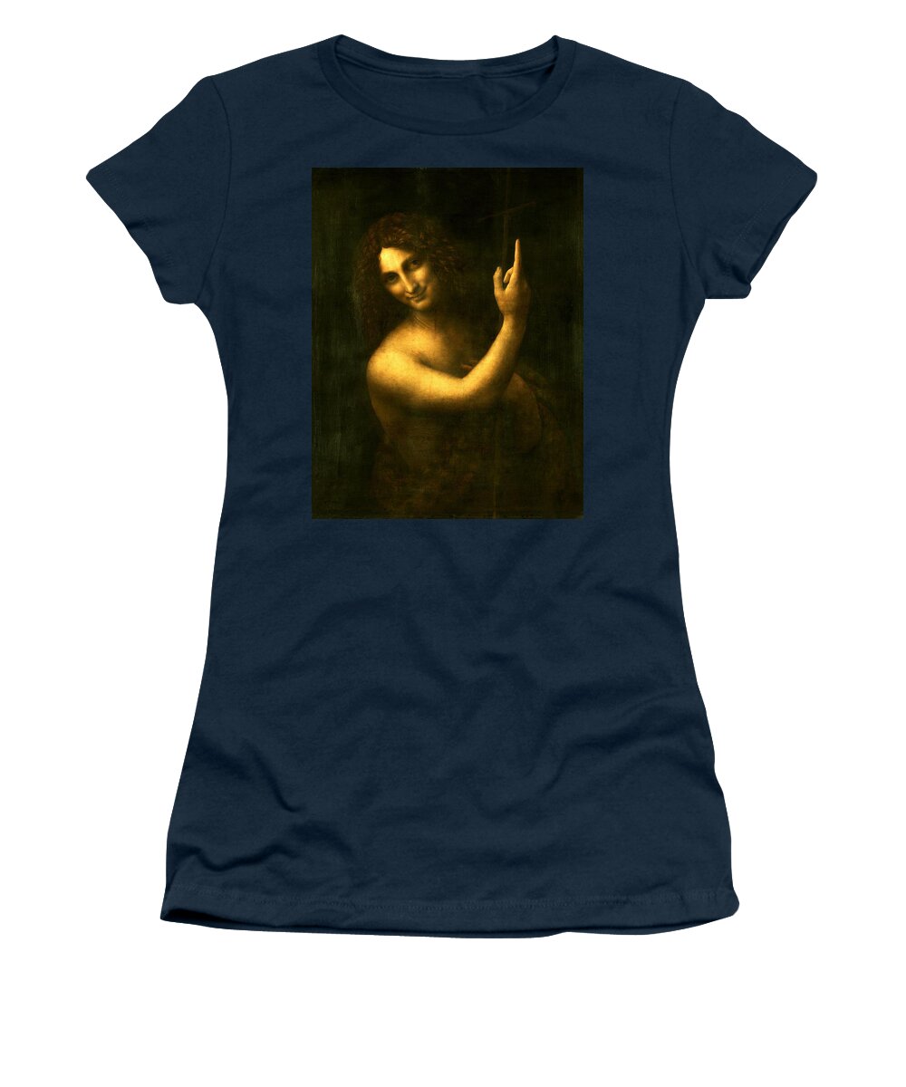 Saint John The Baptist Women's T-Shirt featuring the painting Saint John The Baptist #9 by Leonardo da Vinci