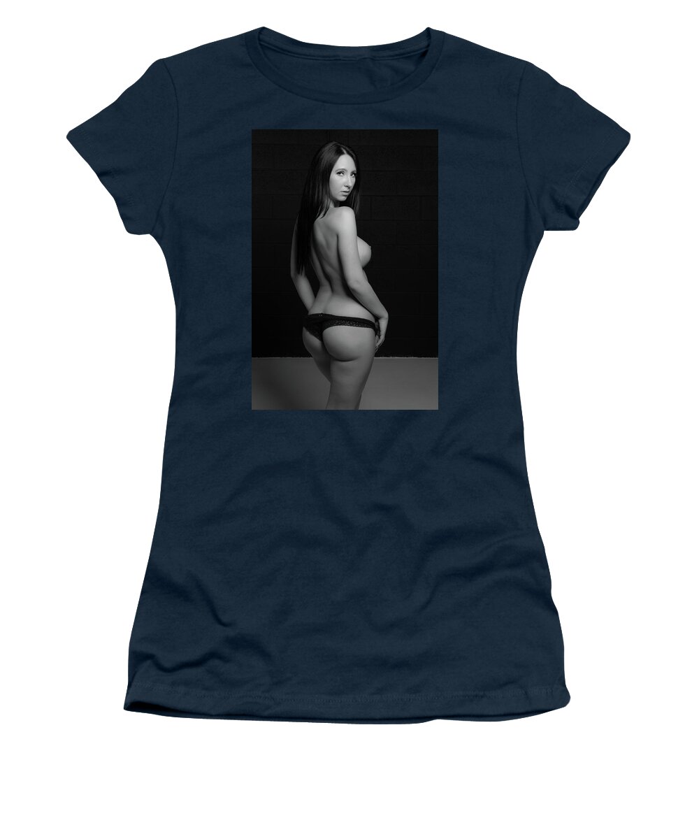 Lingerie Women's T-Shirt featuring the photograph Sweater And Heels #8 by La Bella Vita Boudoir