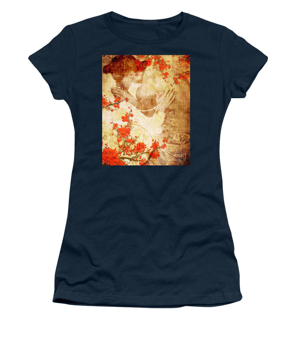 Nostalgic Seduction Women's T-Shirt featuring the photograph Winsome Woman #25 by Chris Andruskiewicz