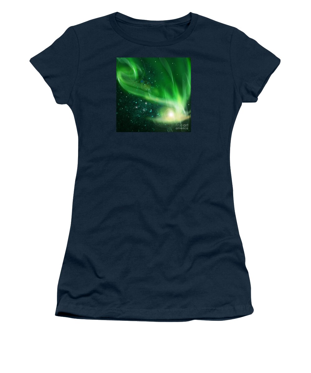 Above Women's T-Shirt featuring the photograph Aurora Borealis #9 by Setsiri Silapasuwanchai