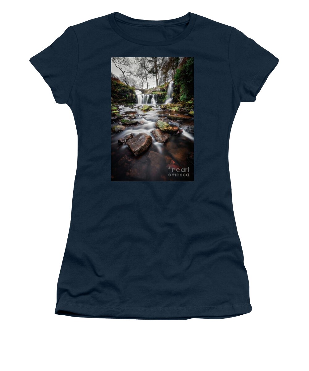Bridge Women's T-Shirt featuring the photograph Lumb Hole Falls #9 by Mariusz Talarek