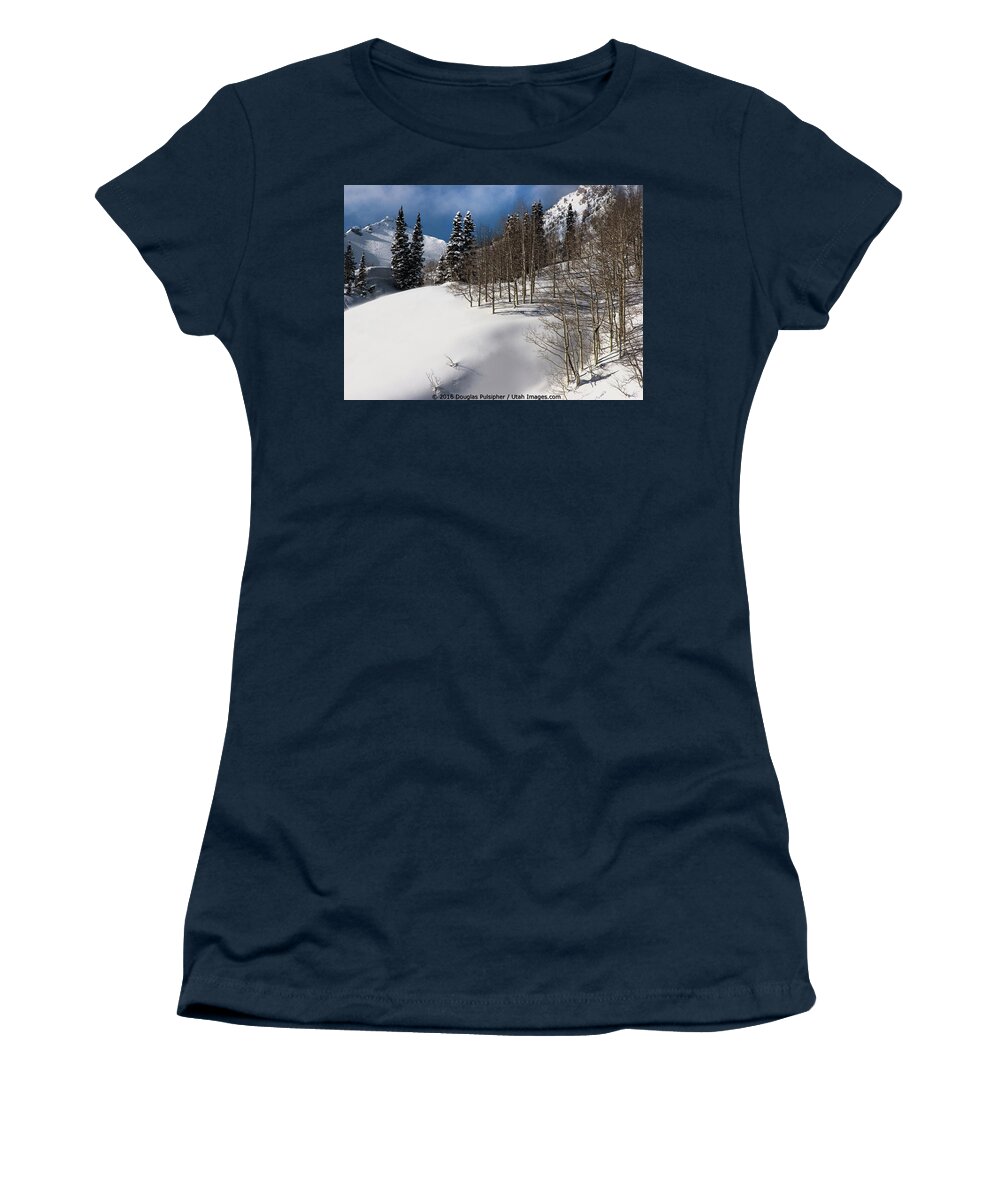 Alta Ski Resort Women's T-Shirt featuring the photograph Wasatch Mountains in Winter #9 by Douglas Pulsipher