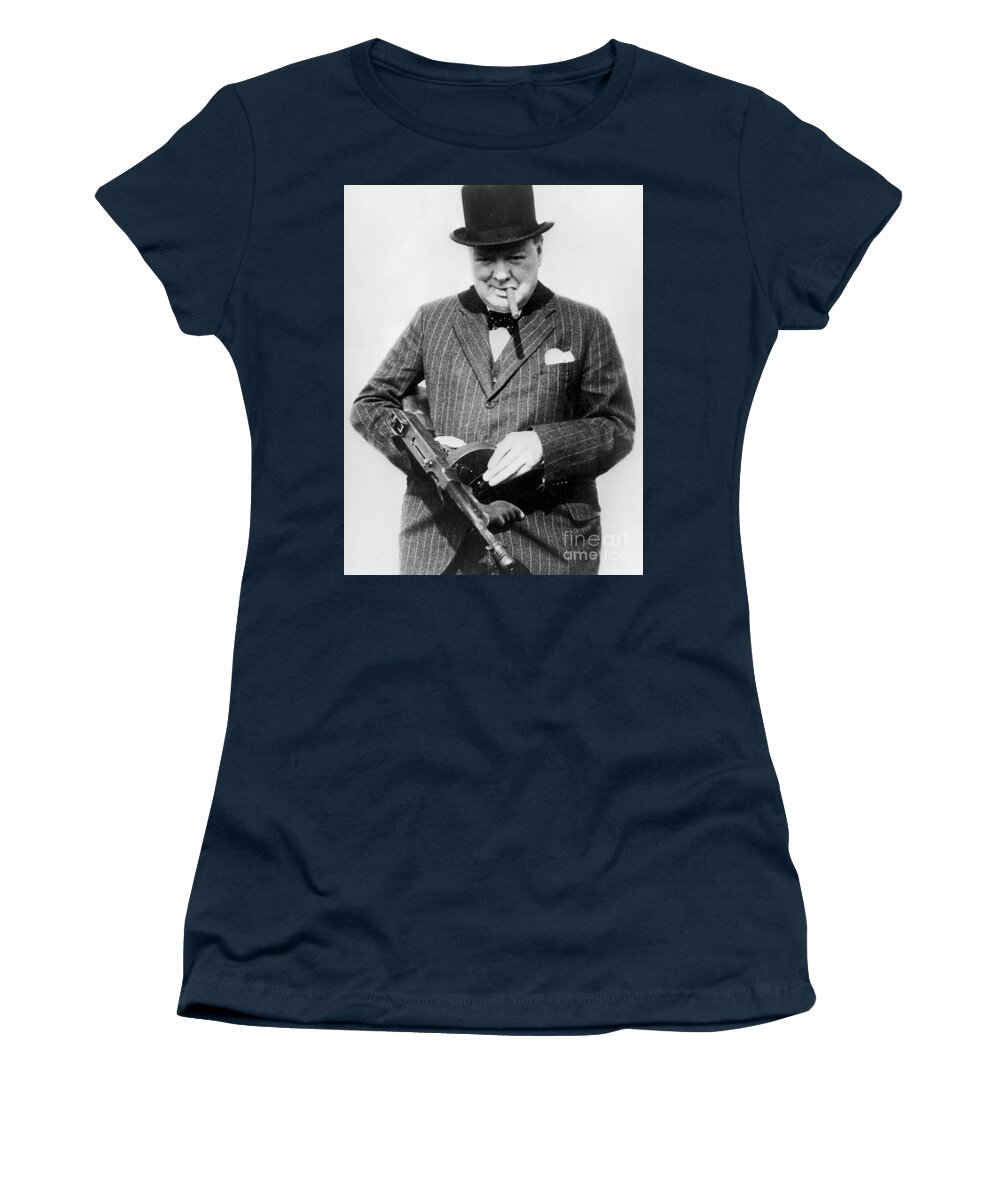 Churchill Women's T-Shirt featuring the photograph Winston Churchill by English School
