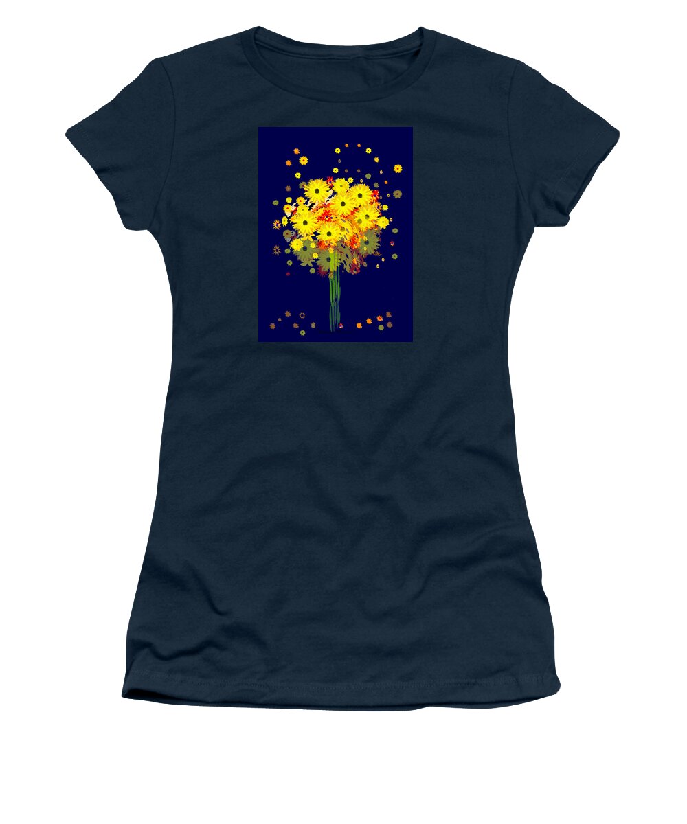 952 Women's T-Shirt featuring the painting 952 - Summer Flowers Yellow ... by Irmgard Schoendorf Welch
