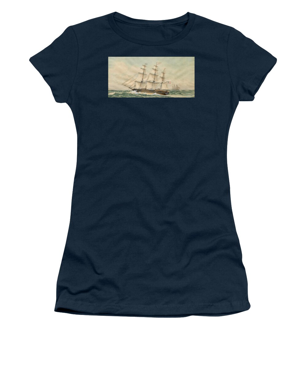 Frederic Schiller Cozzens (american Women's T-Shirt featuring the painting A clipper ship entering New York by MotionAge Designs