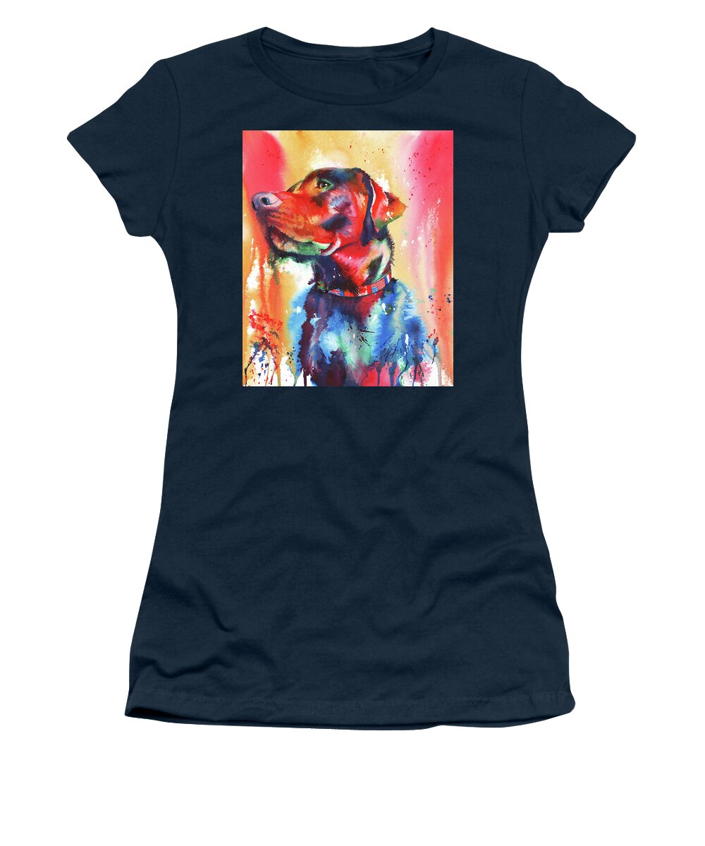 Dog Women's T-Shirt featuring the painting A Coat of Many Colours - Labrador by Peter Williams