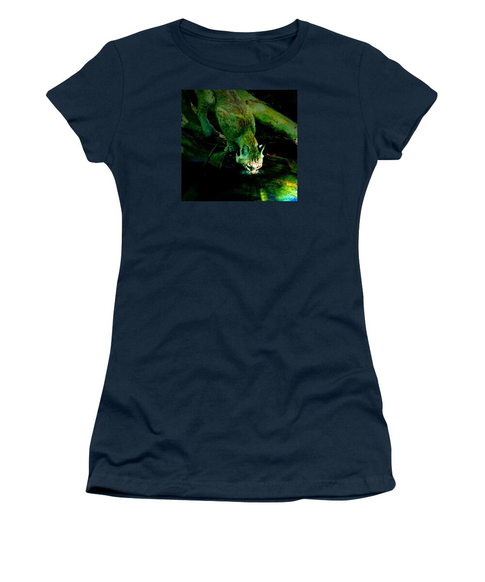 Cat Women's T-Shirt featuring the painting A cool drink by David Lee Thompson