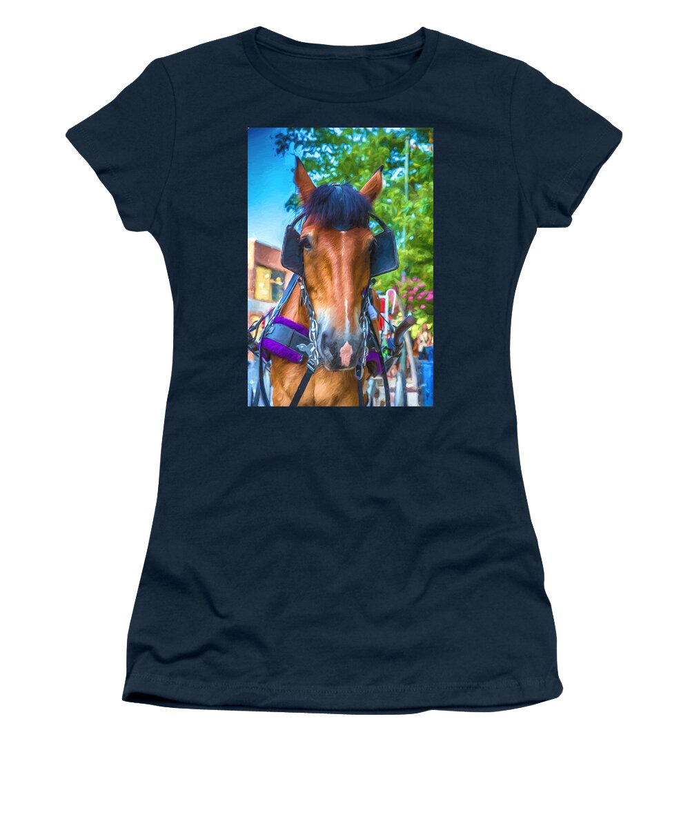 Horse Women's T-Shirt featuring the digital art A Horse of Course by John Haldane