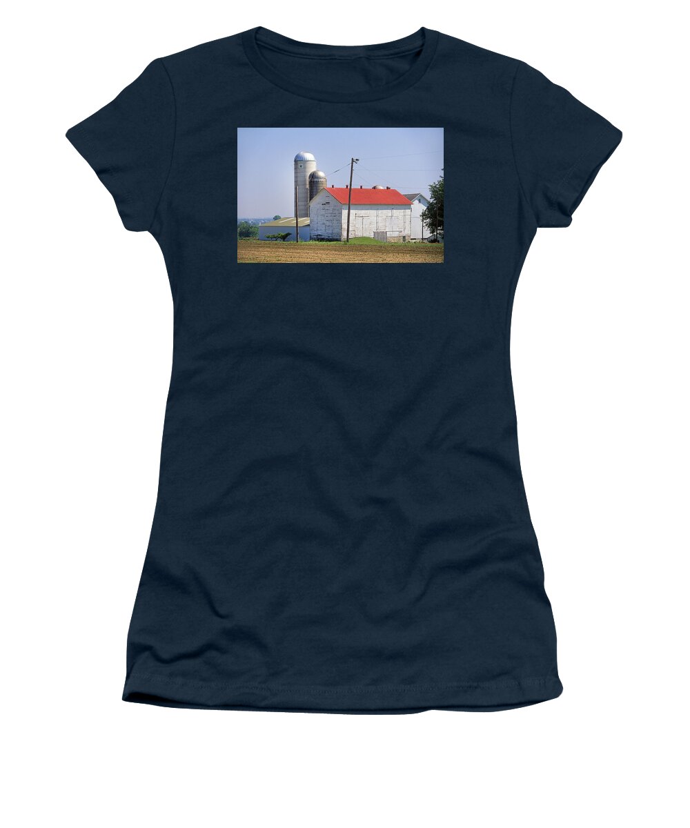 Amish Women's T-Shirt featuring the photograph A Mennonite Farm, Lancaster, Pennsylvania by Buddy Mays