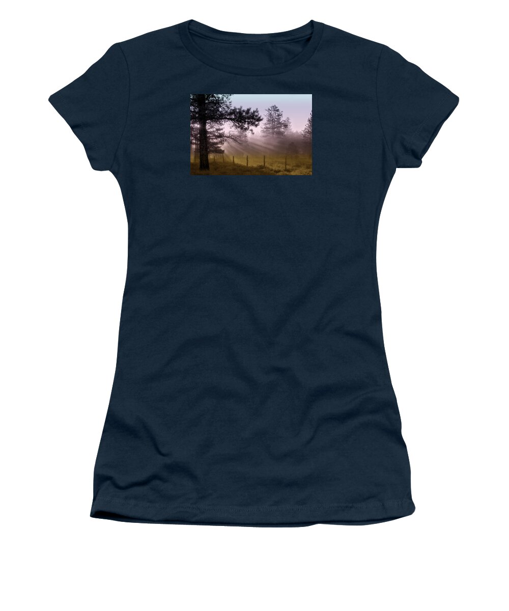 Trees Women's T-Shirt featuring the photograph A New Day - Light Rays by Nikolyn McDonald