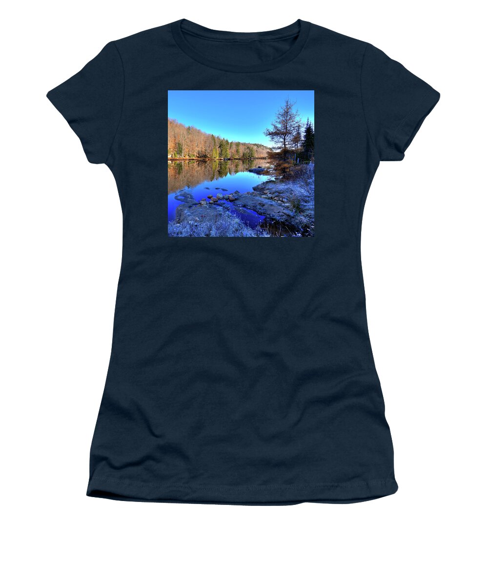 A November Morning On The Pond Women's T-Shirt featuring the photograph A November Morning on the Pond by David Patterson