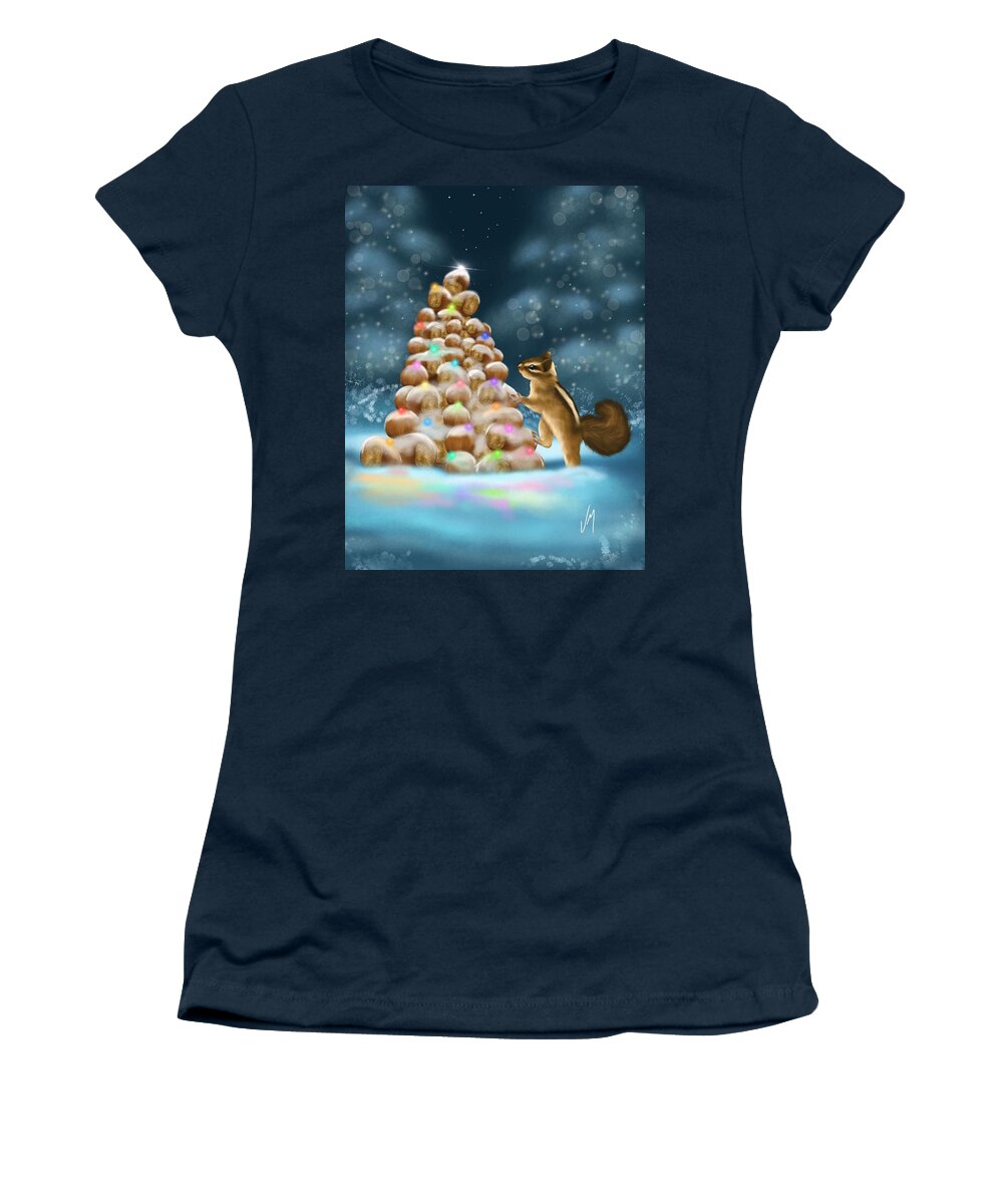 Christmas Women's T-Shirt featuring the painting A perfect Christmas tree by Veronica Minozzi