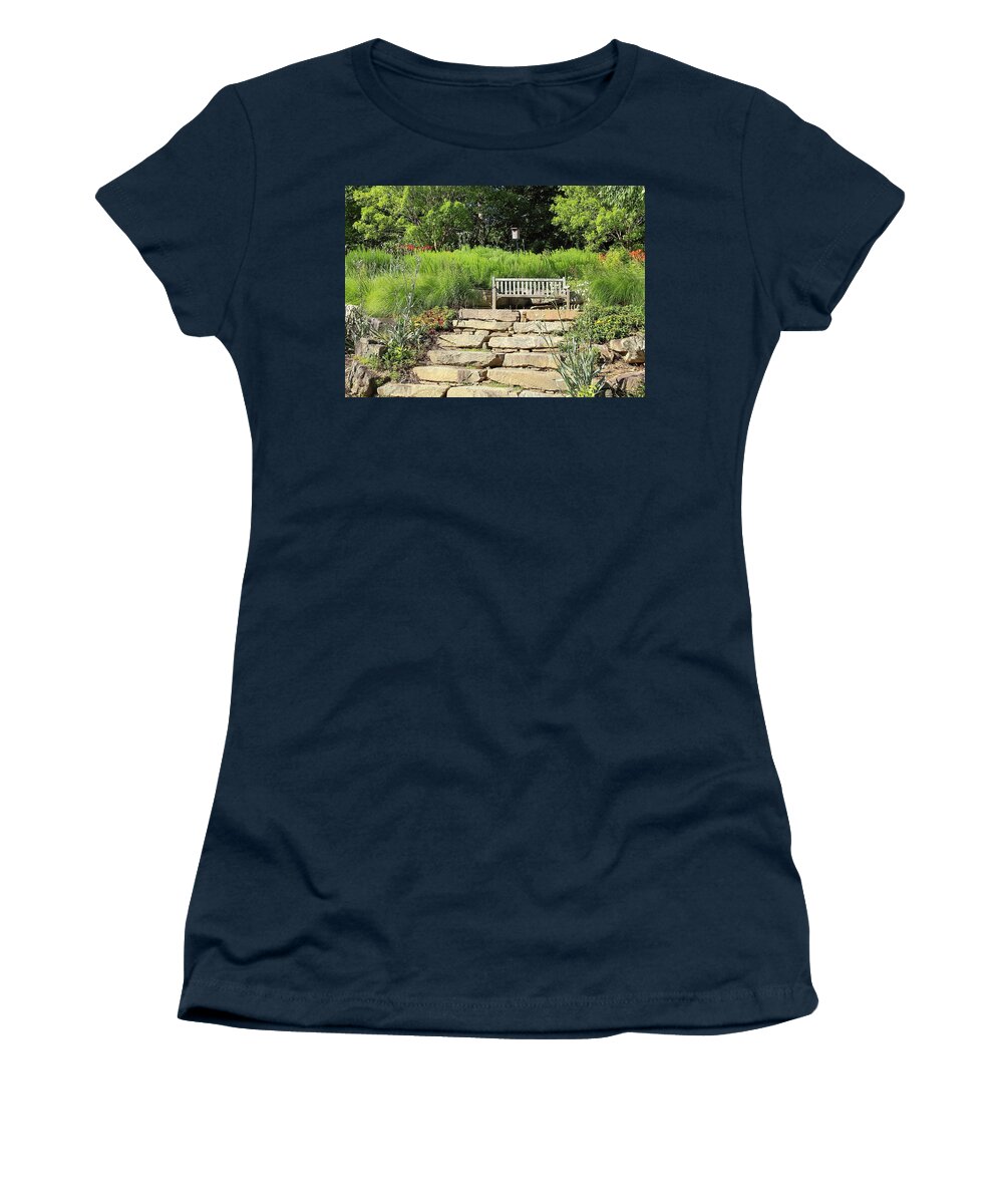 Bench Women's T-Shirt featuring the photograph A Place To Rest by Allen Nice-Webb