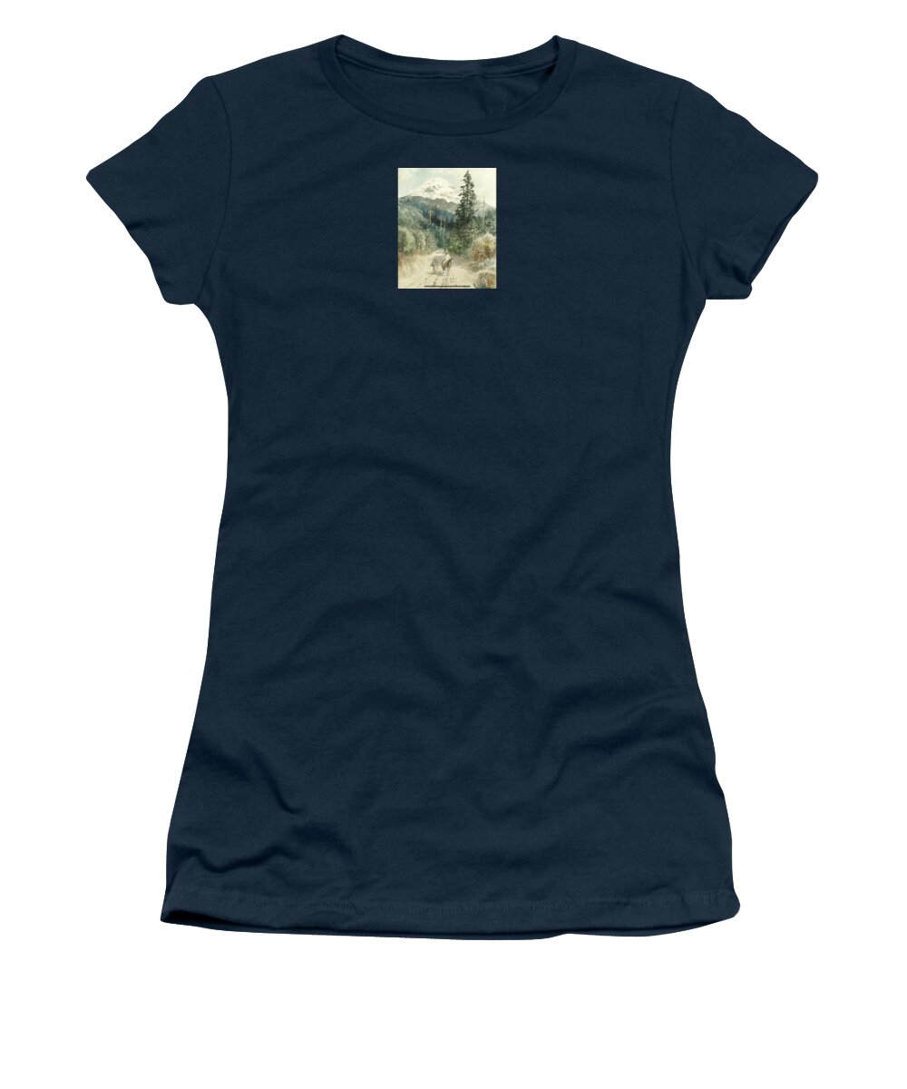 August LÖhr (german Women's T-Shirt featuring the painting A view of Popocatepetl by MotionAge Designs