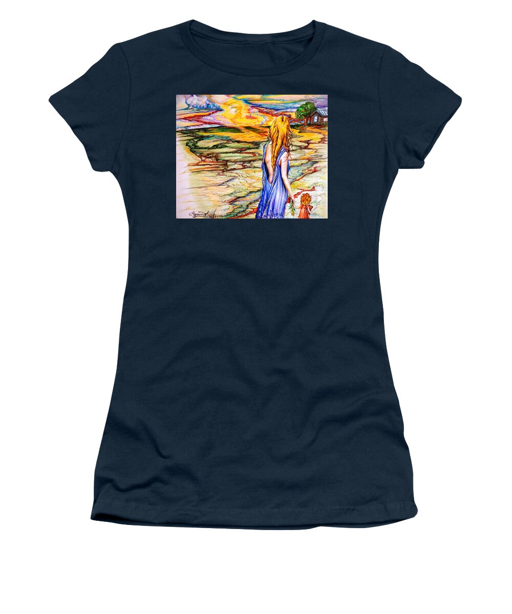 Portrait Women's T-Shirt featuring the drawing A Violent Disturbance by Georgia Doyle
