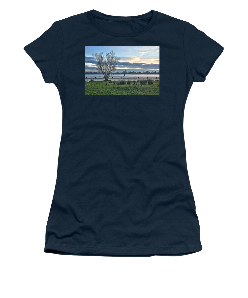 Lake Women's T-Shirt featuring the photograph A Walk Through The Lake by Frans Blok