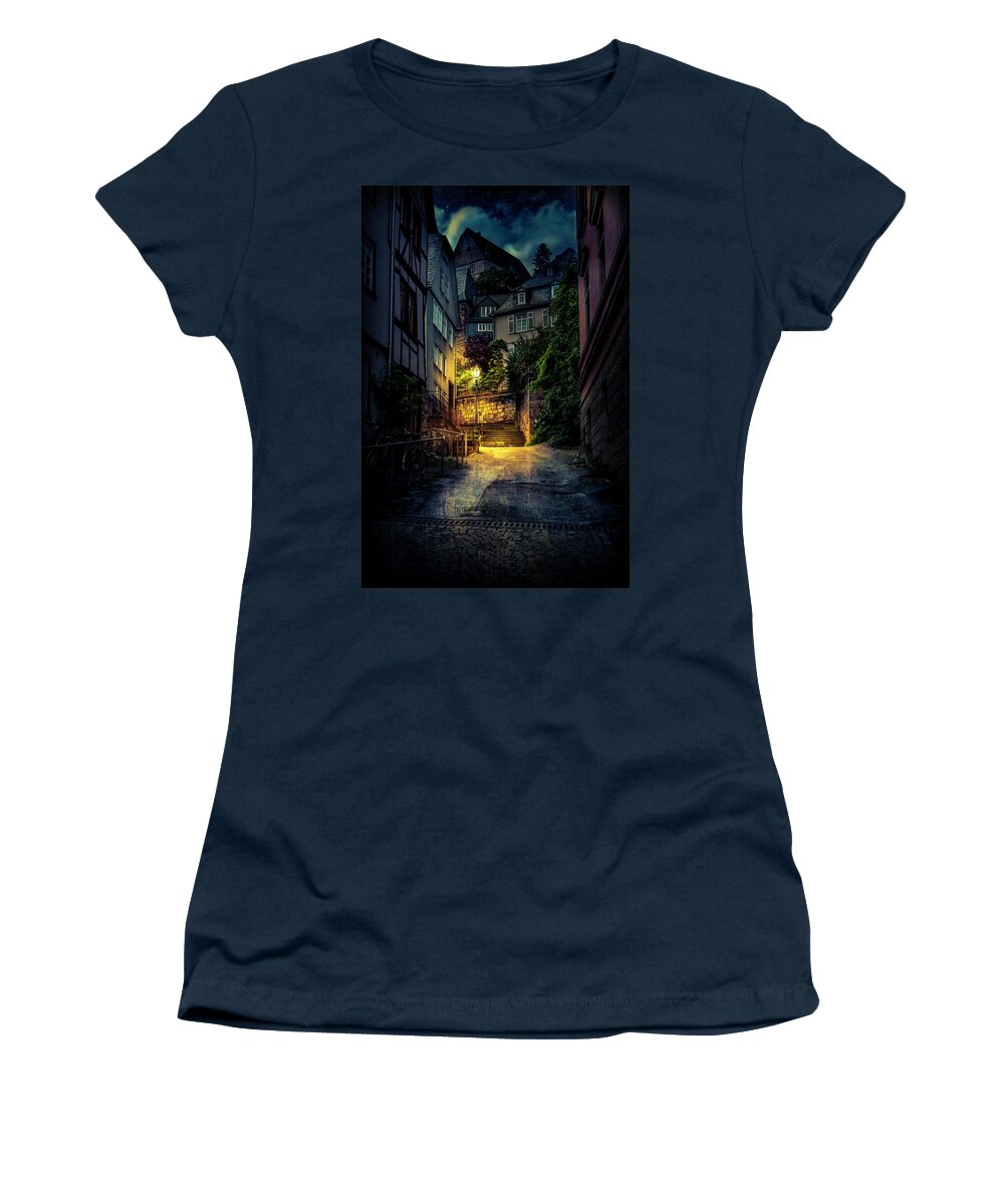 Marburg Women's T-Shirt featuring the photograph A Wet Evening in Marburg by David Morefield