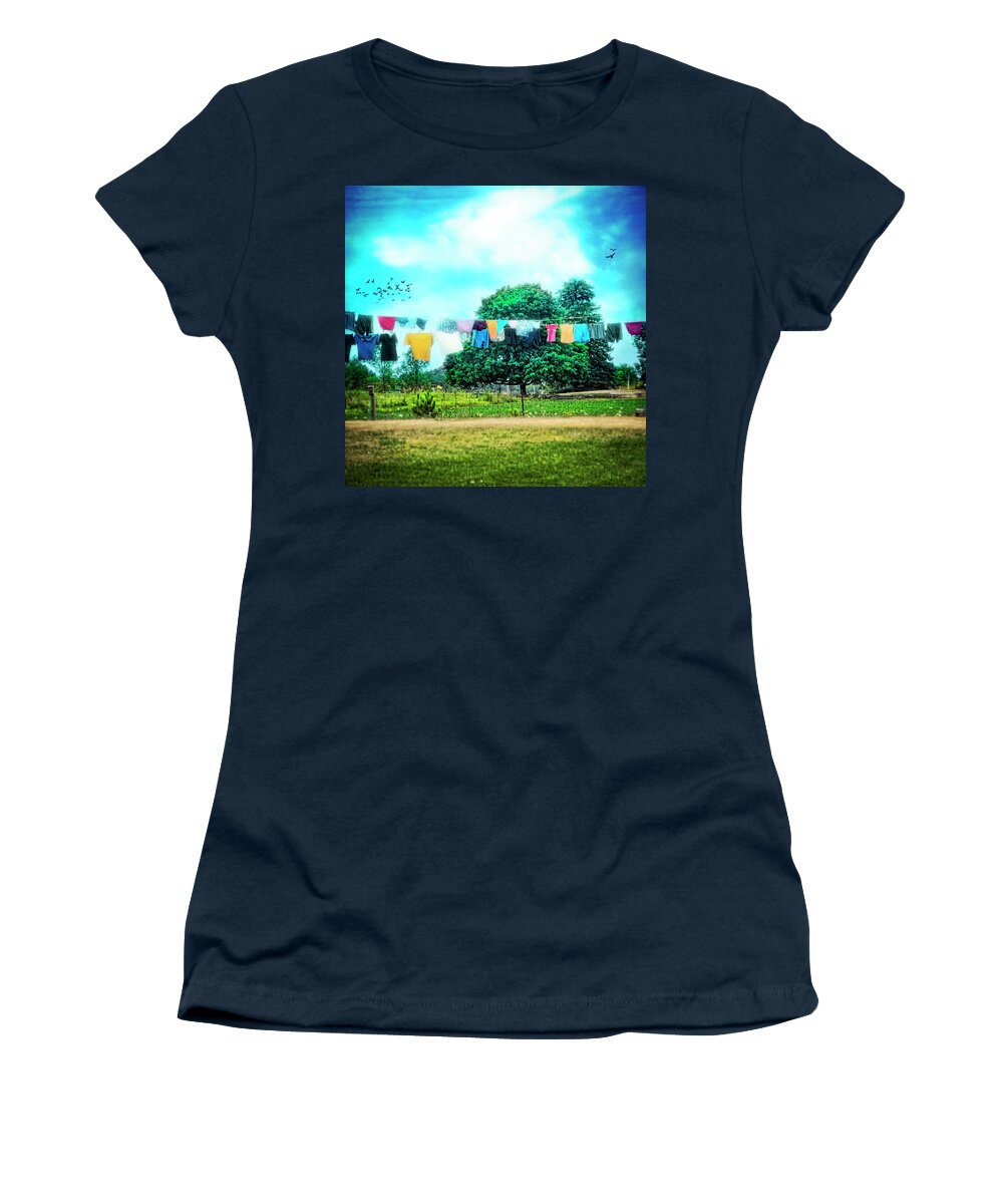 Laundry Women's T-Shirt featuring the photograph A Woman's Work is Never Done by Tammy Wetzel