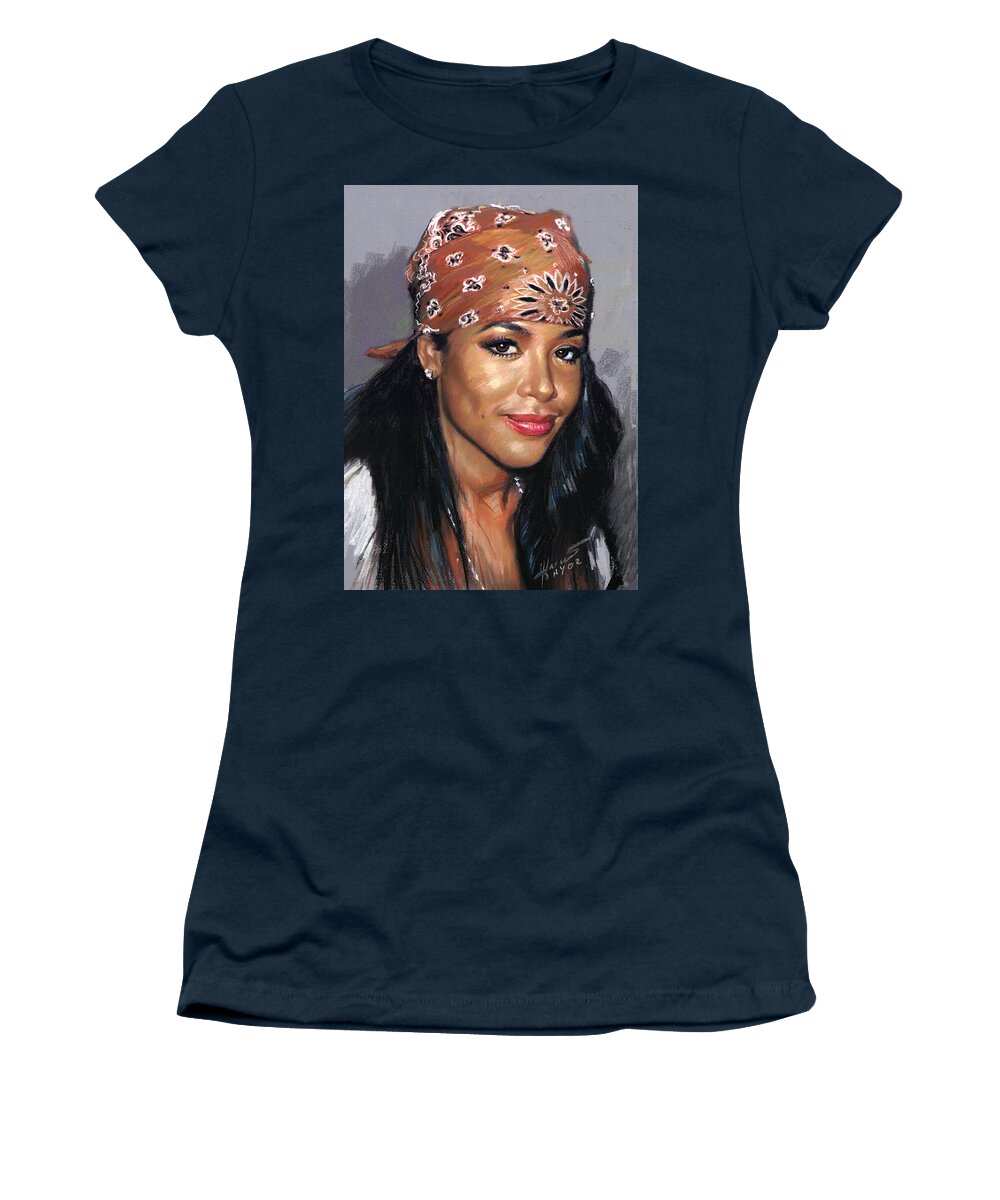 Aaliyah Dana Haughton Women's T-Shirt featuring the pastel Aaliyah Dana Haughton by Ylli Haruni