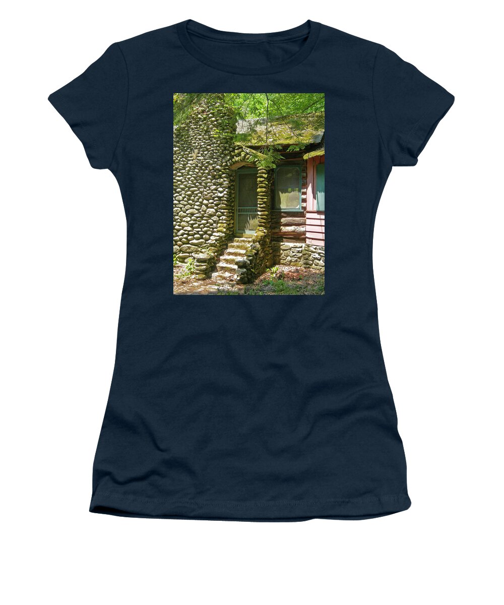 Door Women's T-Shirt featuring the photograph Abandoned Elkmont Cabin Doorway by Deborah Ferree