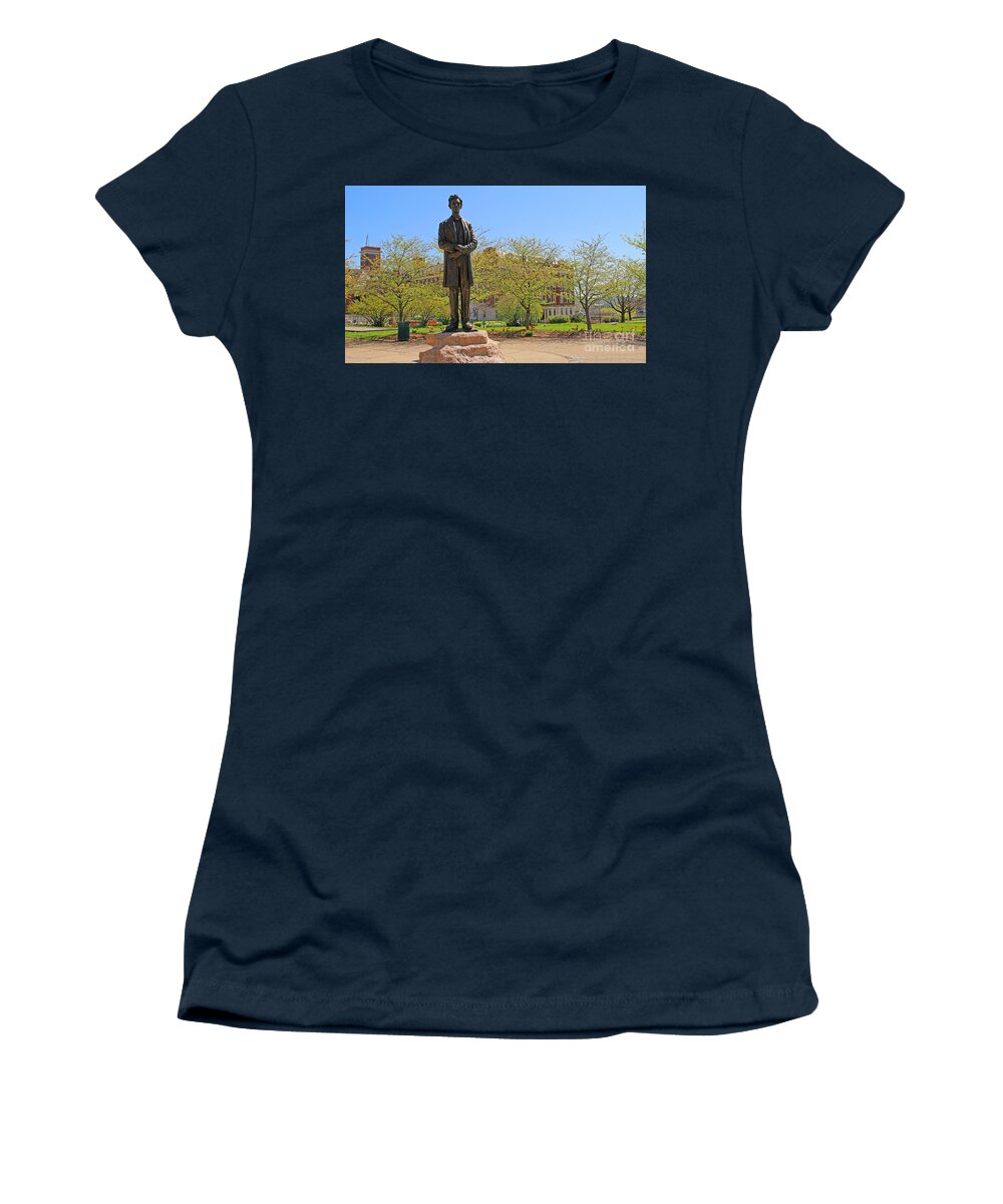 Downtown Cincinnati Women's T-Shirt featuring the photograph Abe Lincoln Statue in Cincinnati 4203 by Jack Schultz