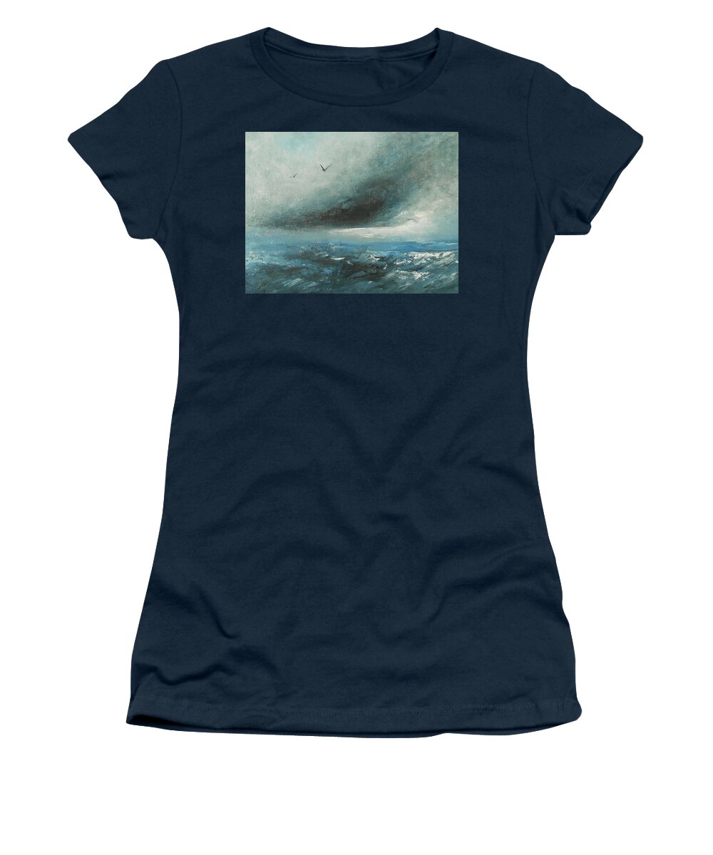 Abstract Women's T-Shirt featuring the painting Above The Storm by Jane See