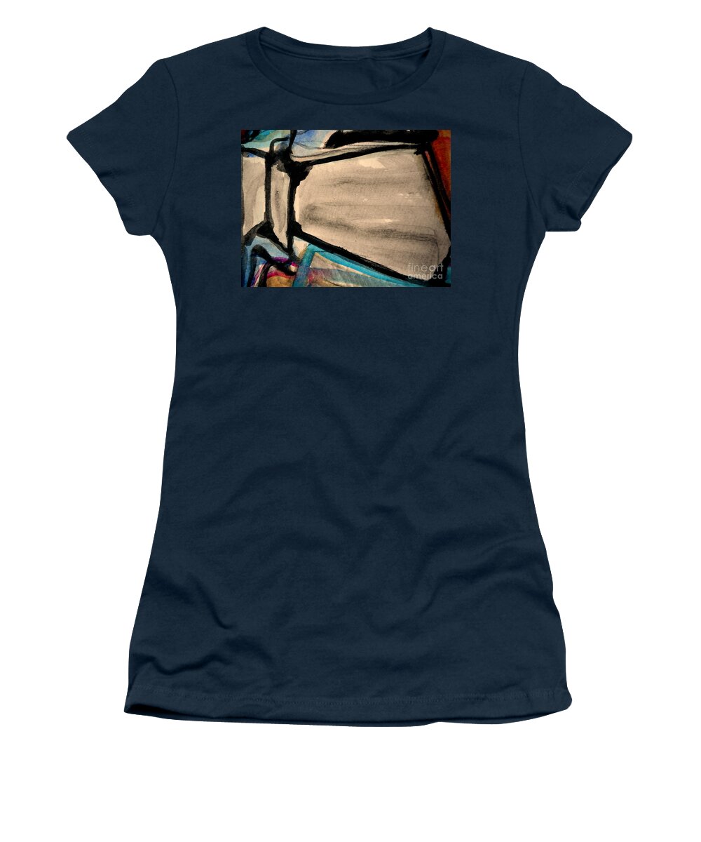 Katerina Stamatelos Women's T-Shirt featuring the painting Abstract-22 by Katerina Stamatelos